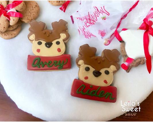 Reindeer Name Plaque Cookies